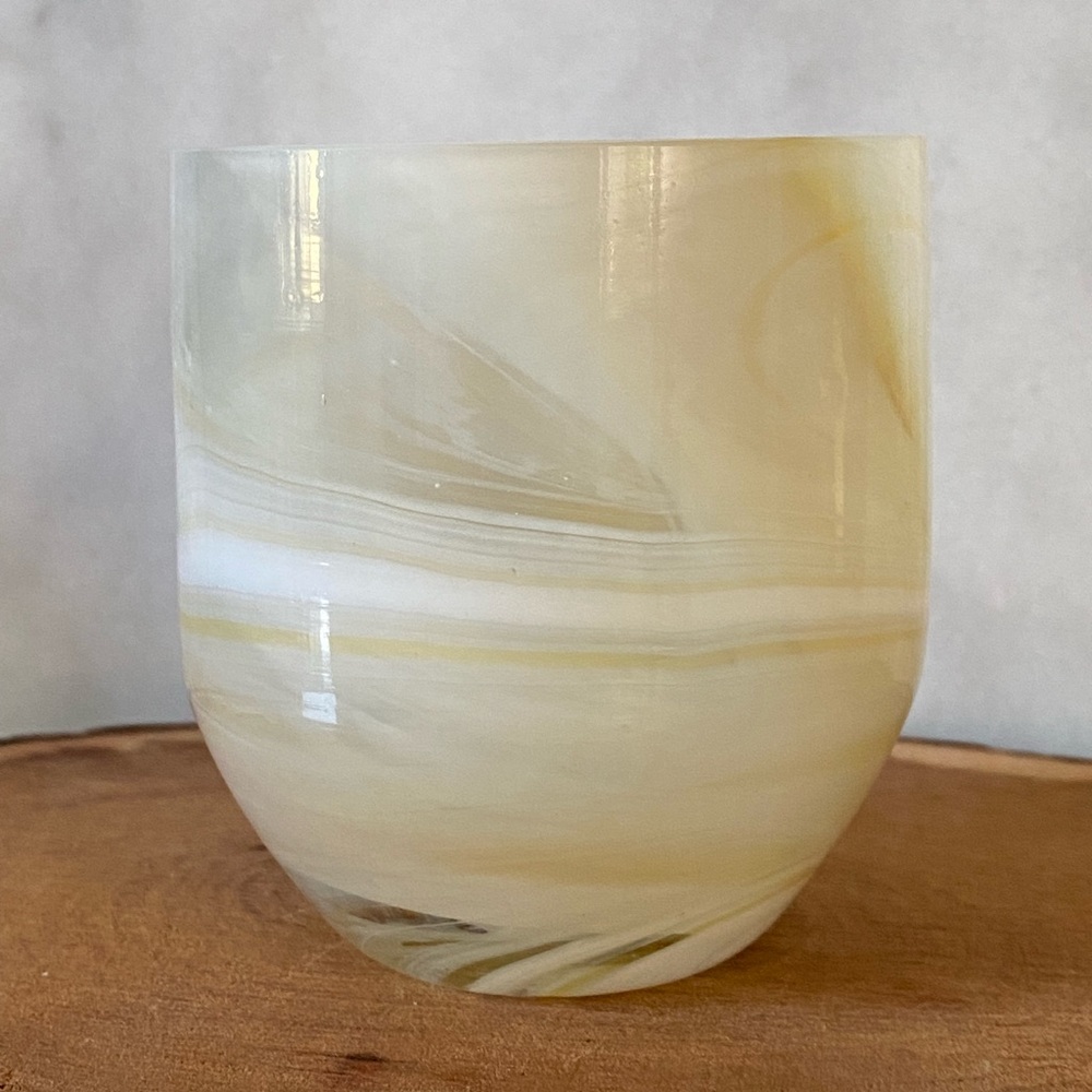 Cream Swirl Glass Jar/Candle Holder/Pencil Holder